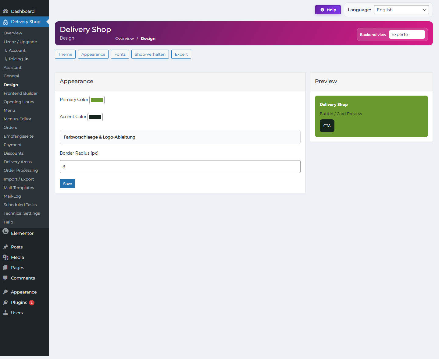 DeliveryKing design screen