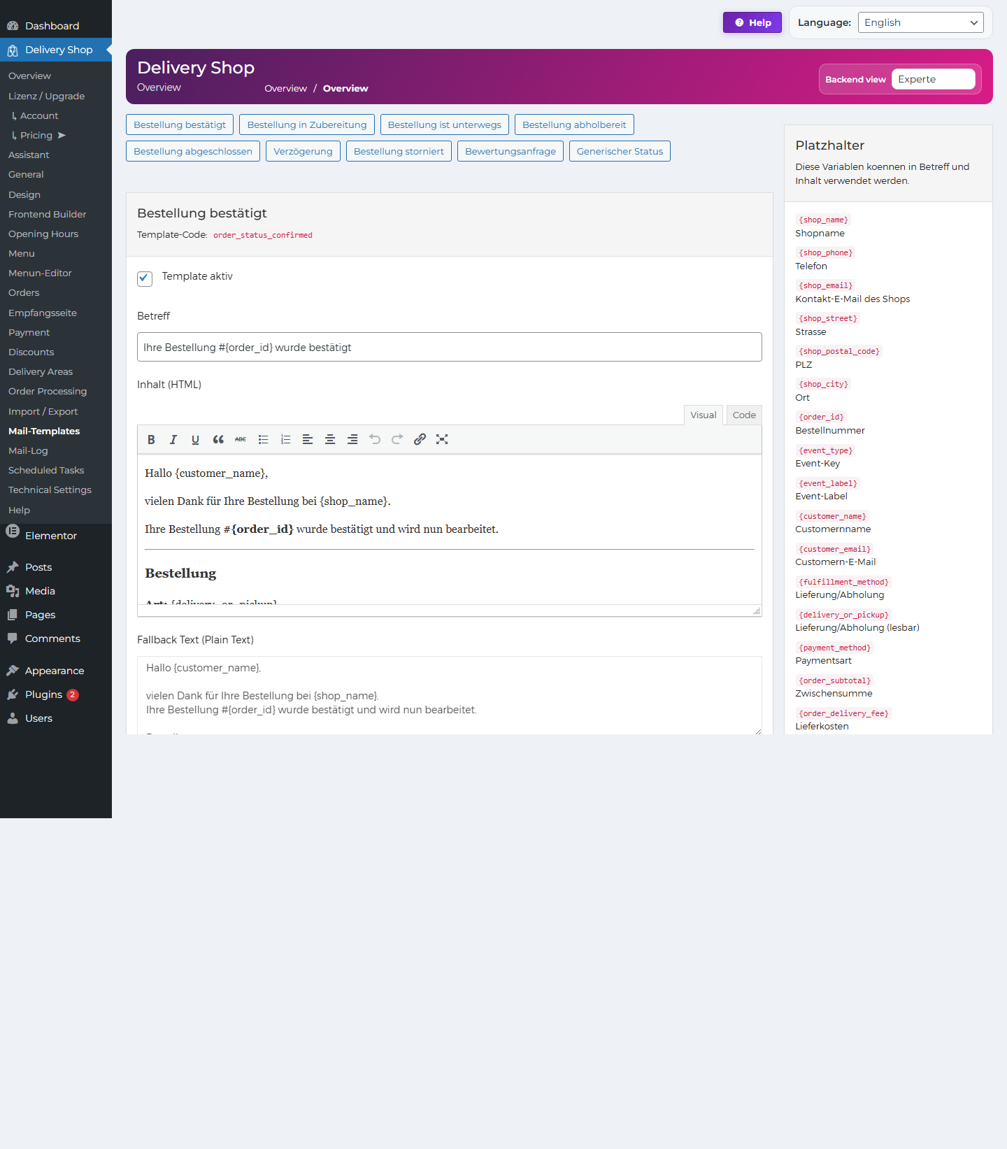 DeliveryKing mail templates