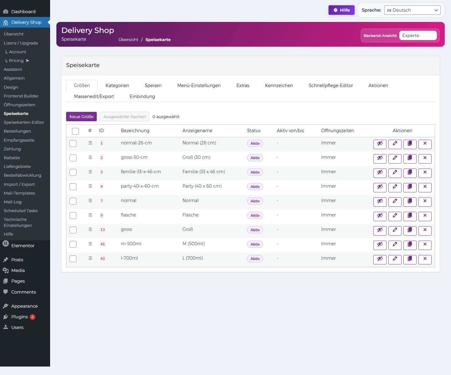 DeliveryKing Speisekarten-Editor