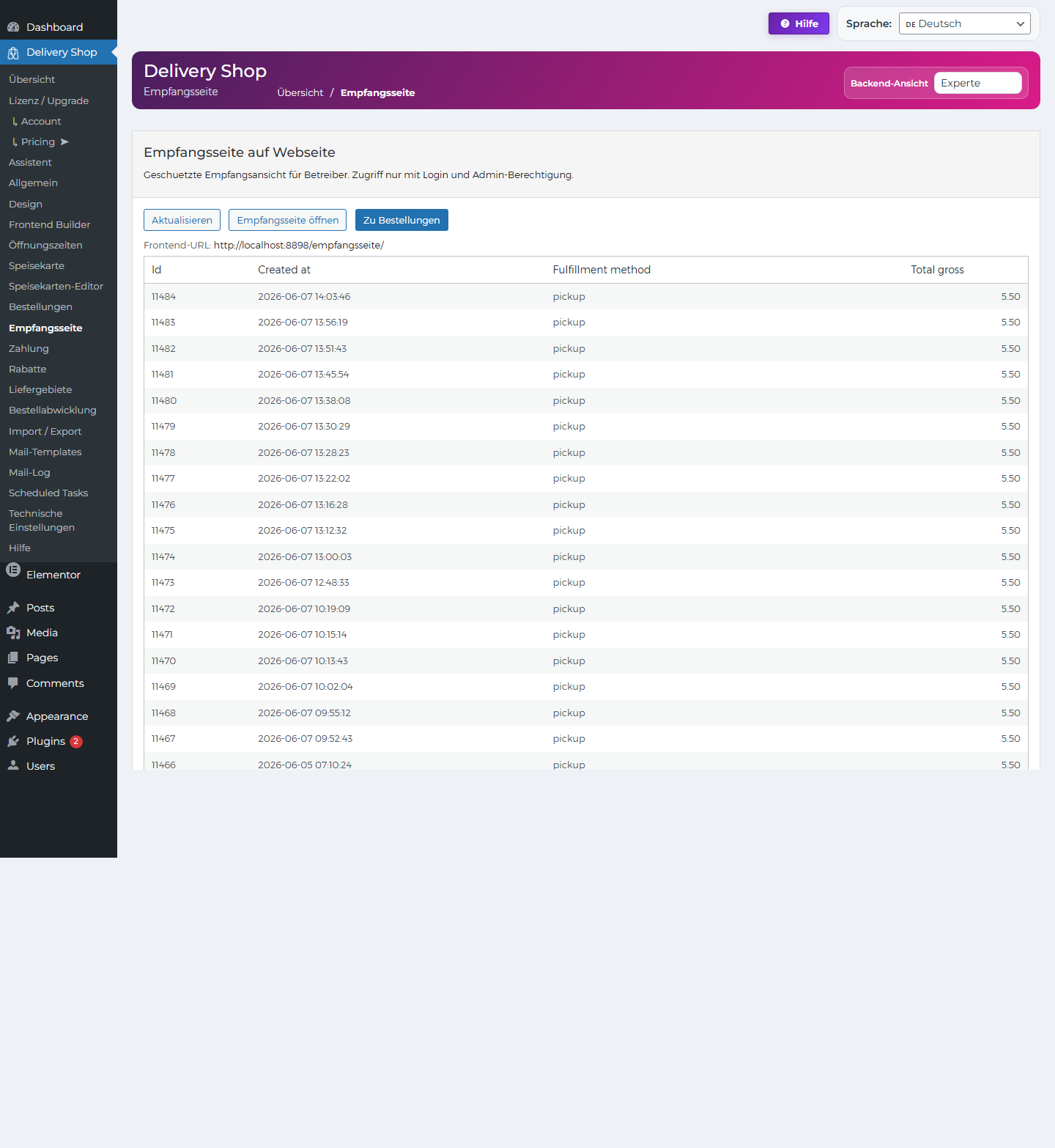 DeliveryKing Empfangsseite
