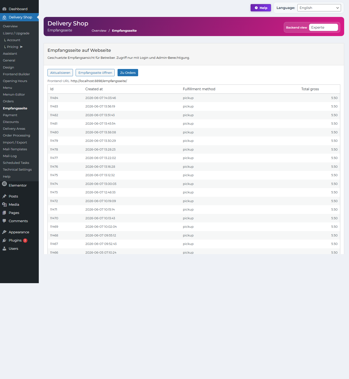 DeliveryKing receiver page