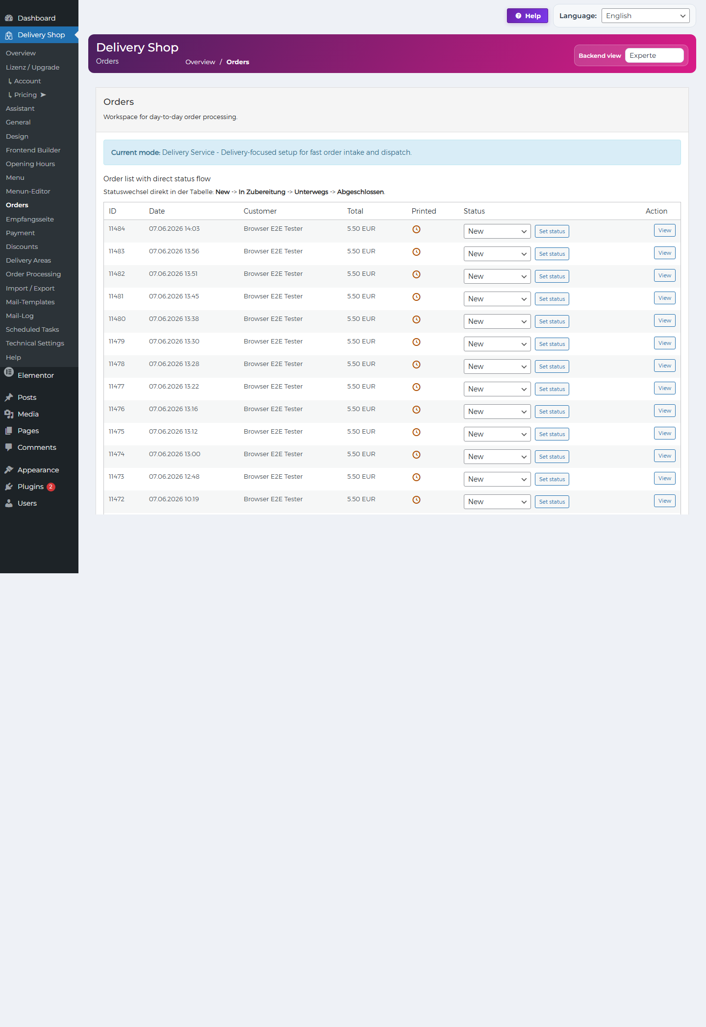 DeliveryKing order dashboard